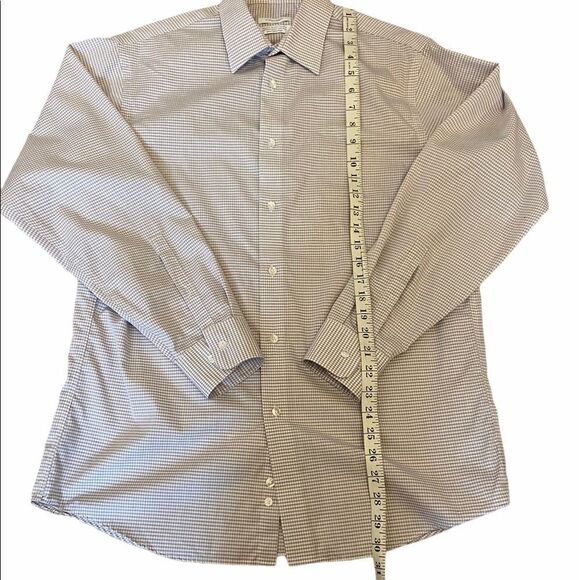 MENS CALVIN KLEIN White Purple Plaid Button Shirt - Picture 8 of 9
